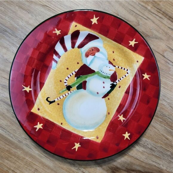 💜Home Red Christmas Themed Salad/Dessert Plates Set of 4 - Picture 6 of 9